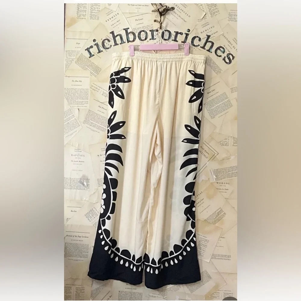 Anthropologie Farm Rio Martina Pull On Pants Floral Print Black White - Picture 6 of 6